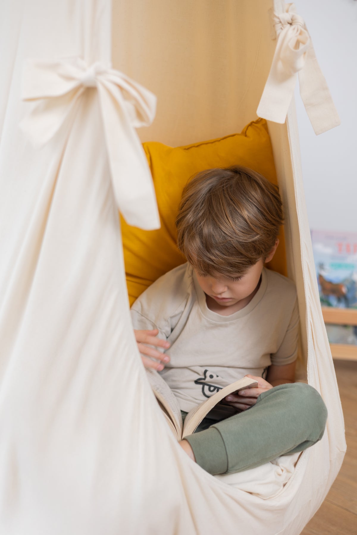cream cocoon swing | kids cocoon swing | hanging cocoon swings | indoor swing | kids hanging chair swing | cream cocoon swing for kids |