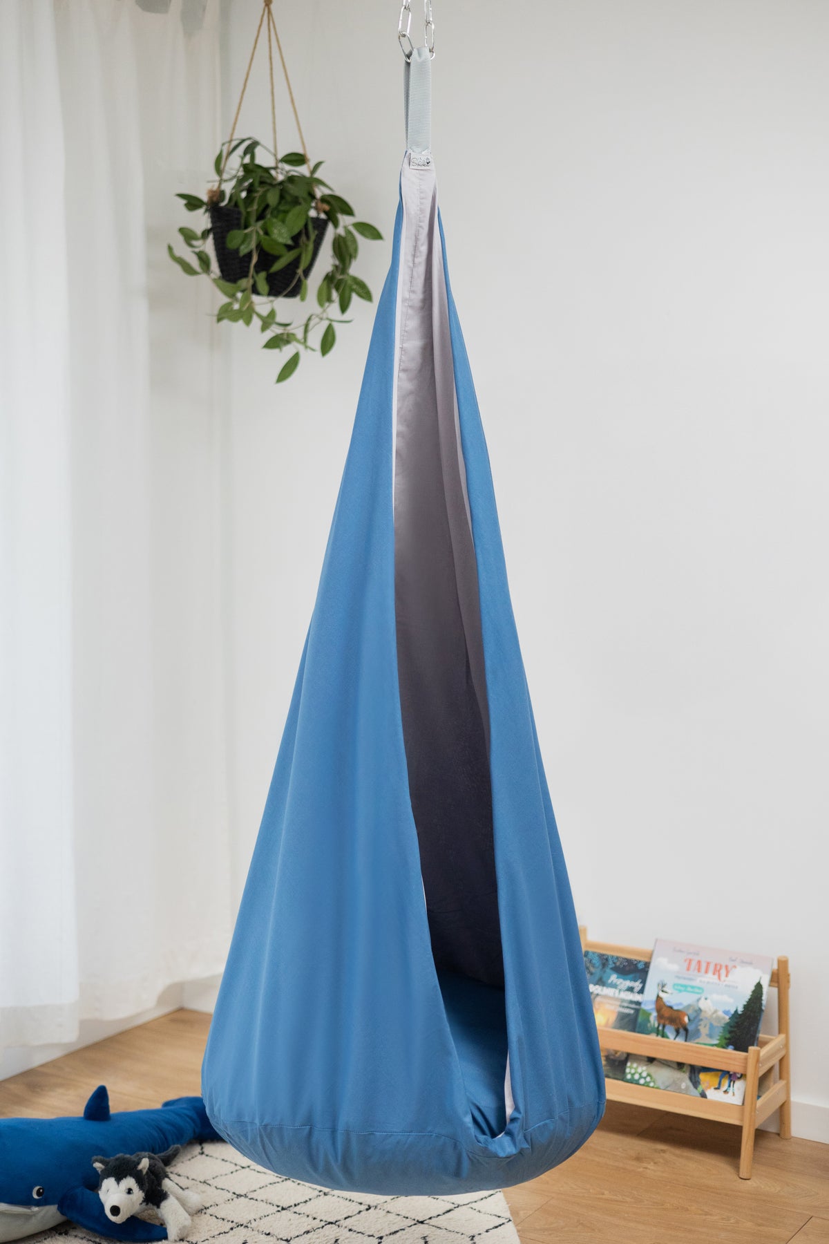 blue cocoon swing | kids cocoon swing | hanging cocoon swings | indoor swing | kids hanging chair swing | blue cocoon swing for kids |