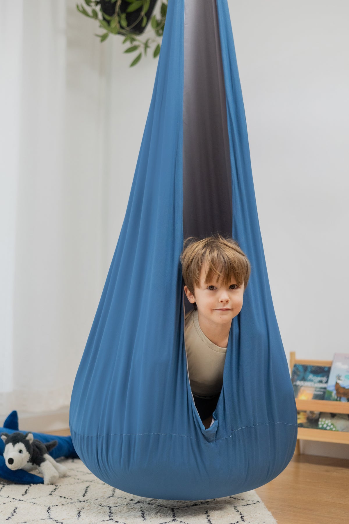 blue cocoon swing | kids cocoon swing | hanging cocoon swings | indoor swing | kids hanging chair swing | blue cocoon swing for kids |
