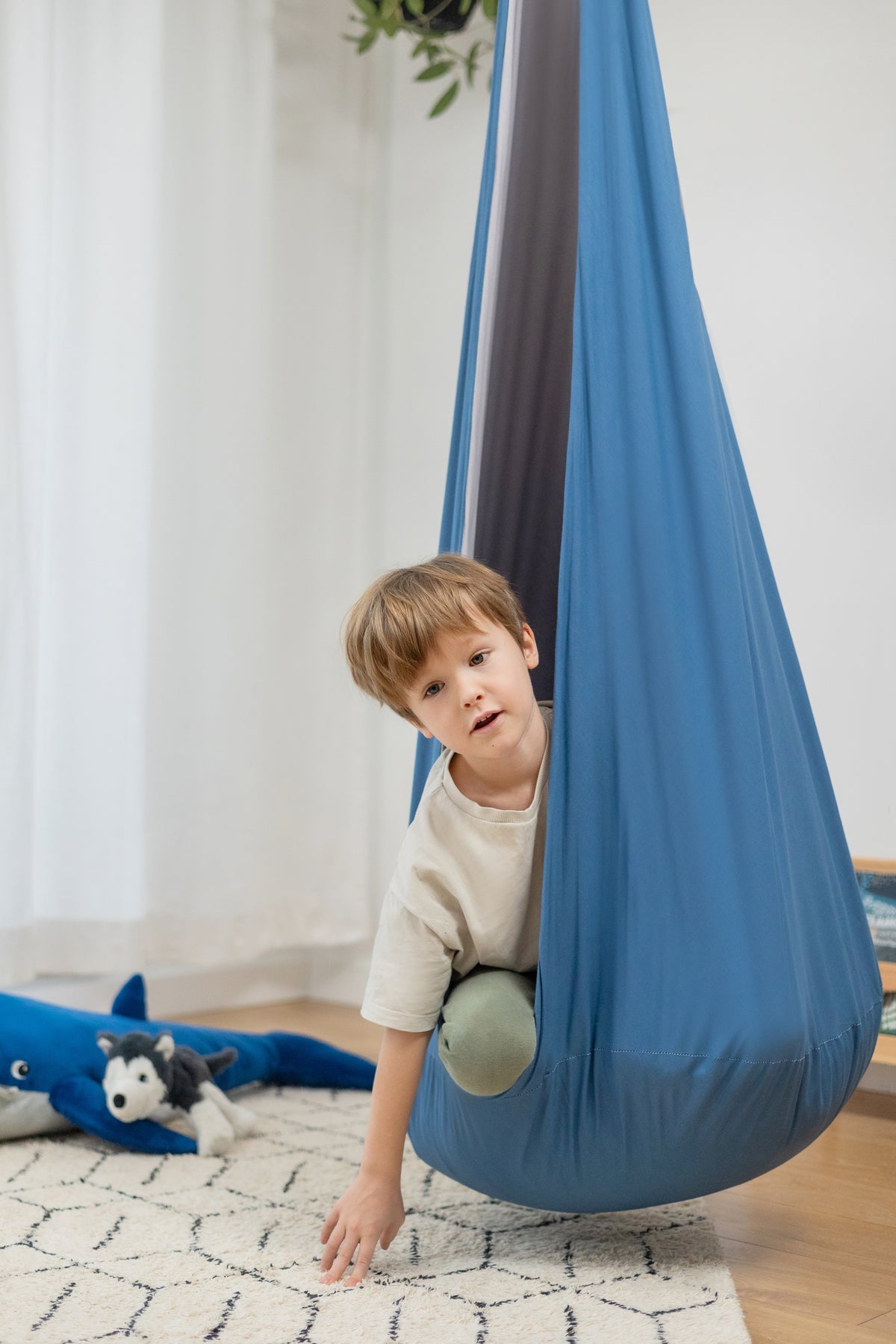 blue cocoon swing | kids cocoon swing | hanging cocoon swings | indoor swing | kids hanging chair swing | blue cocoon swing for kids |