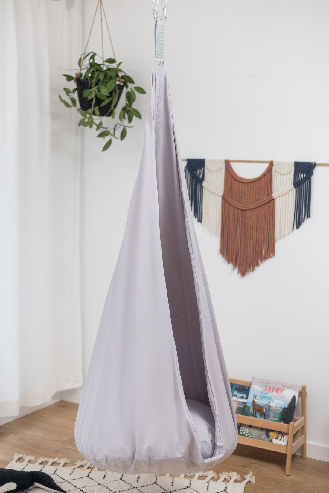grey cocoon swing | kids cocoon swing | hanging cocoon swings | indoor swing | kids hanging chair swing | grey cocoon swing for kids |
