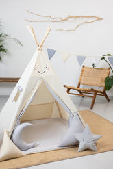 Cream and Grey Teepee Tent | Teepee Cream | Kids Teepee | Teepee Tent for Kids | Baby Teepee Tent | Cream Tent | Kids Teepee Tent | Teepee Tent for Boys | Teepee Tent for Girls | Teepee |