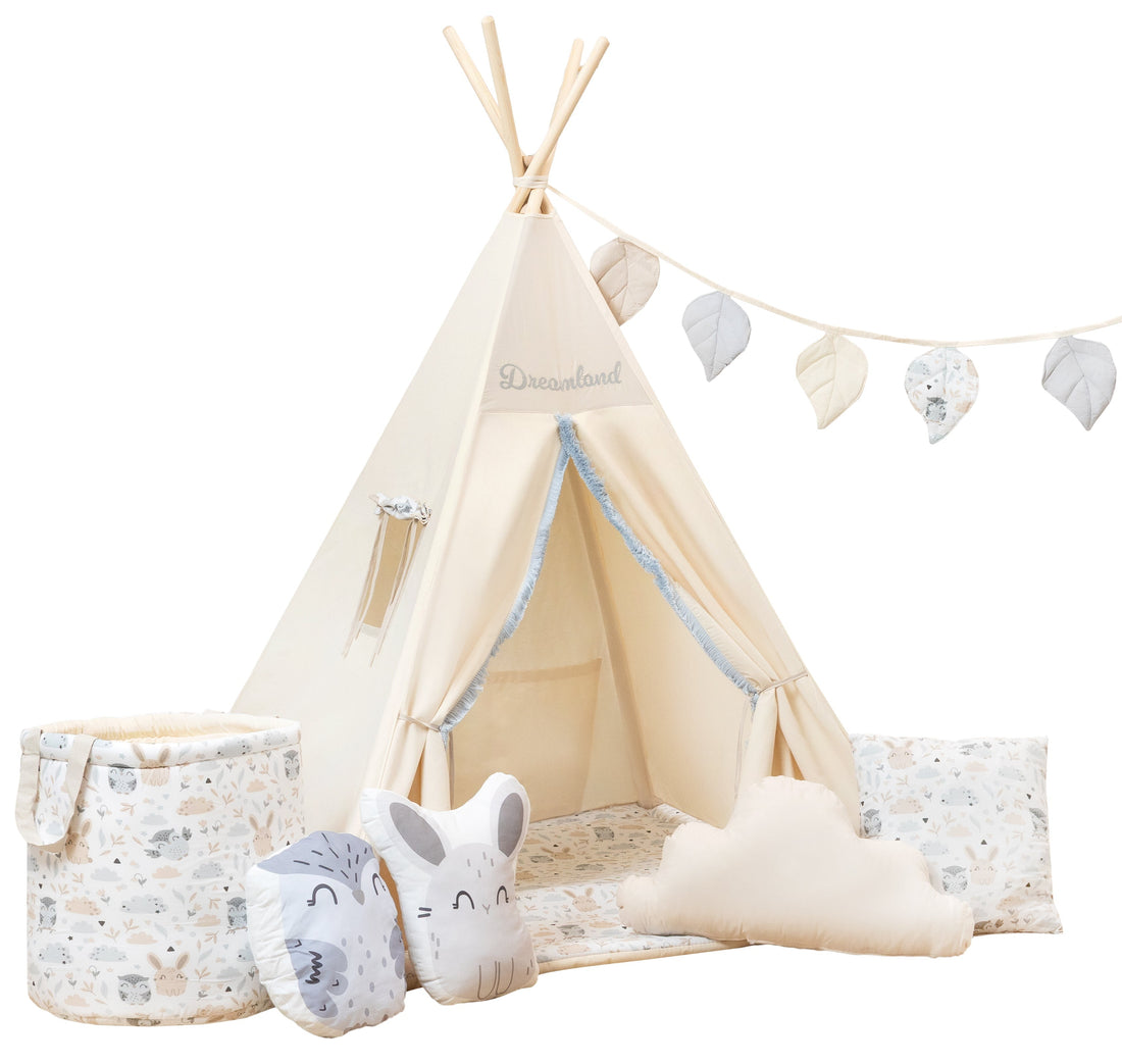 Kids Teepee | Teepee Tent for Kids | Grey &amp; Cream Teepee Tent | Teepee Cream | Cream Teepee | Baby Teepee | Kids Teepee Tent | Teepees for Boys | Teepees for Girls |