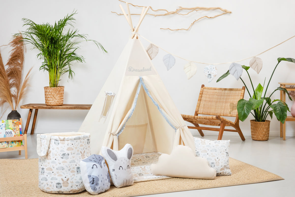 Kids Teepee | Teepee Tent for Kids | Grey  and Cream Teepee Tent | Teepee Cream | Cream Teepee | Baby Teepee | Kids Teepee Tent | Teepees for Boys | Teepees for Girls |