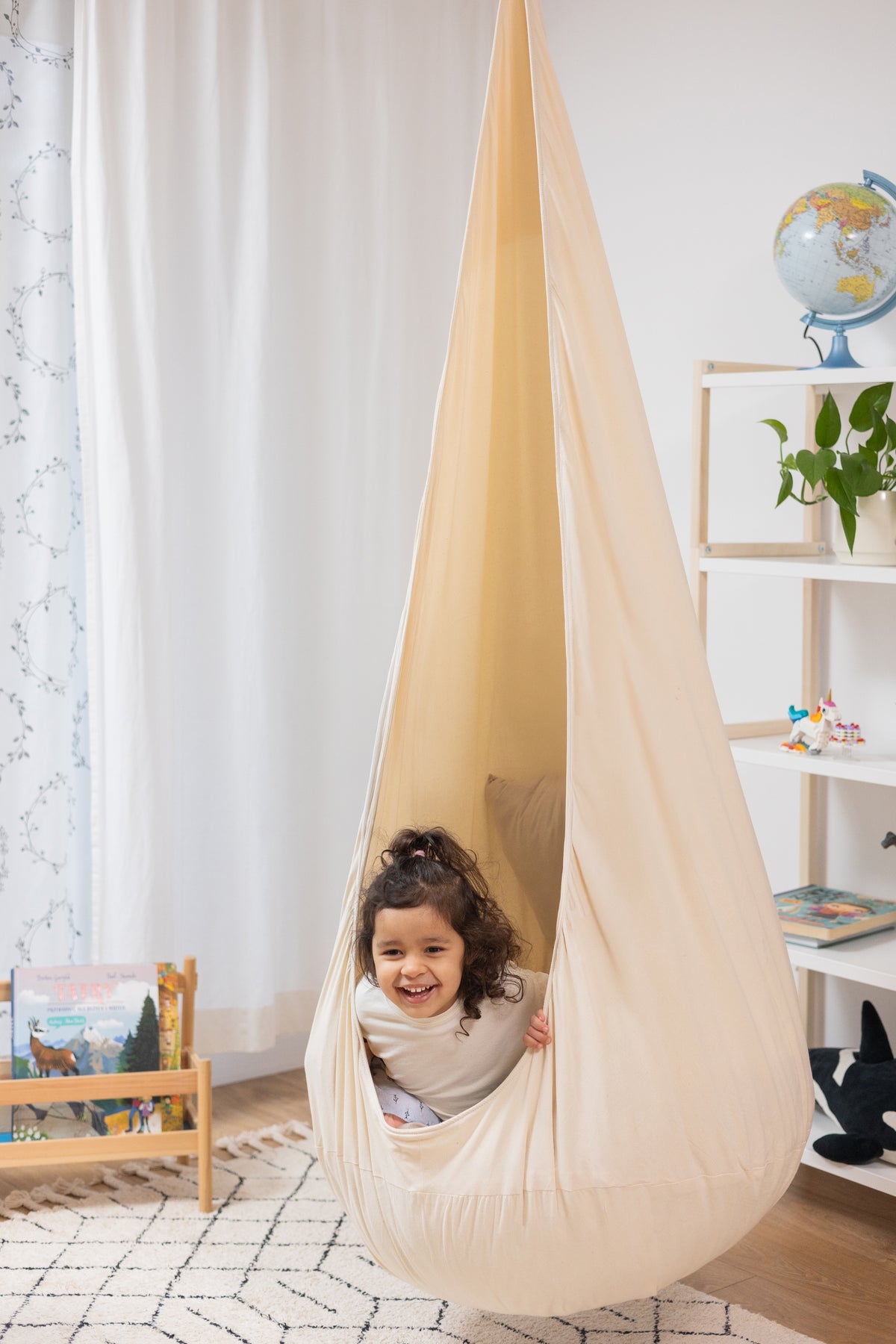 cream/beige cocoon swing | kids cocoon swing | hanging cocoon swings | indoor swing | kids hanging chair swing | cream/beige cocoon swing for kids |