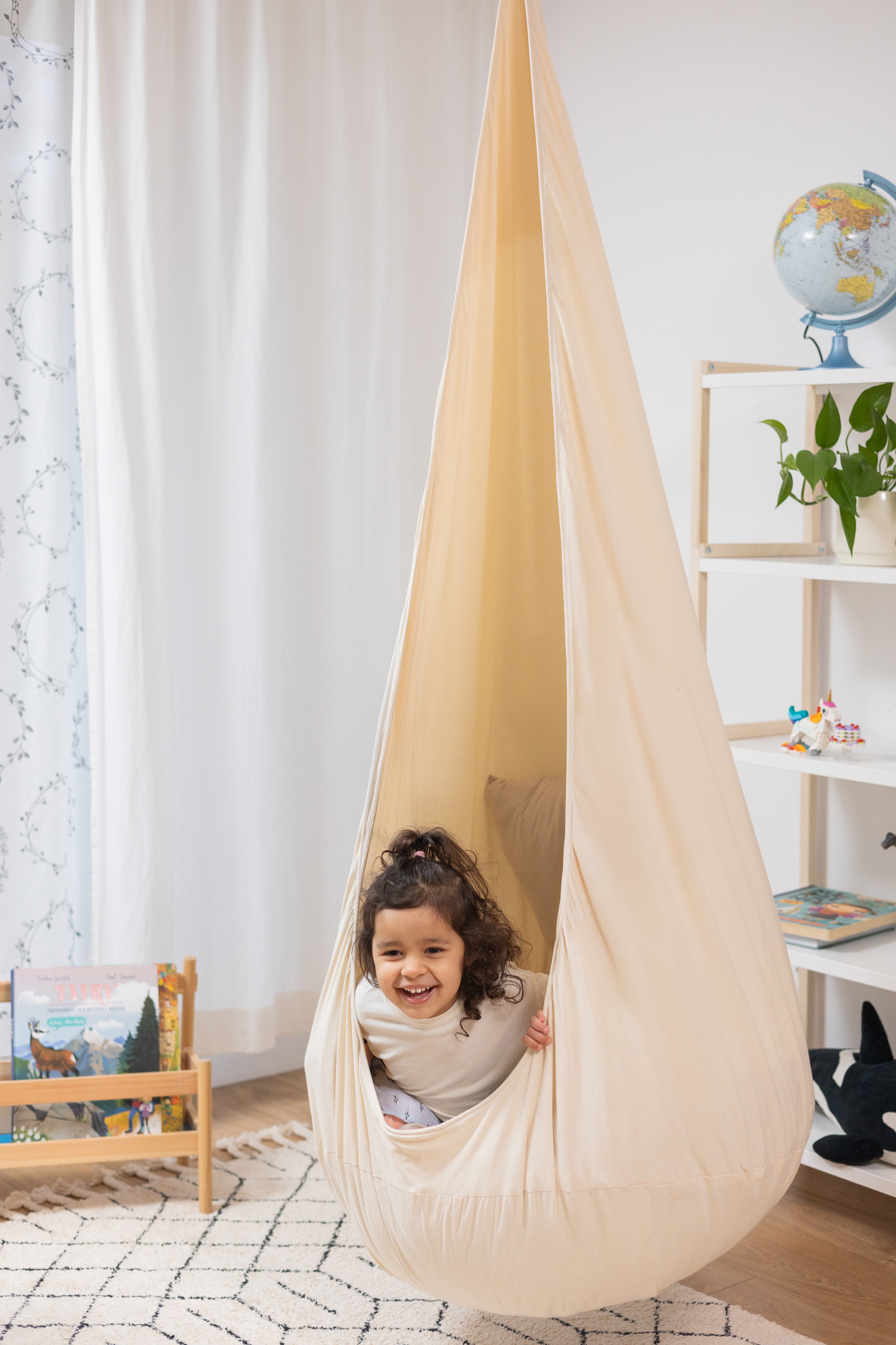 cream/beige cocoon swing | kids cocoon swing | hanging cocoon swings | indoor swing | kids hanging chair swing | cream/beige cocoon swing for kids |