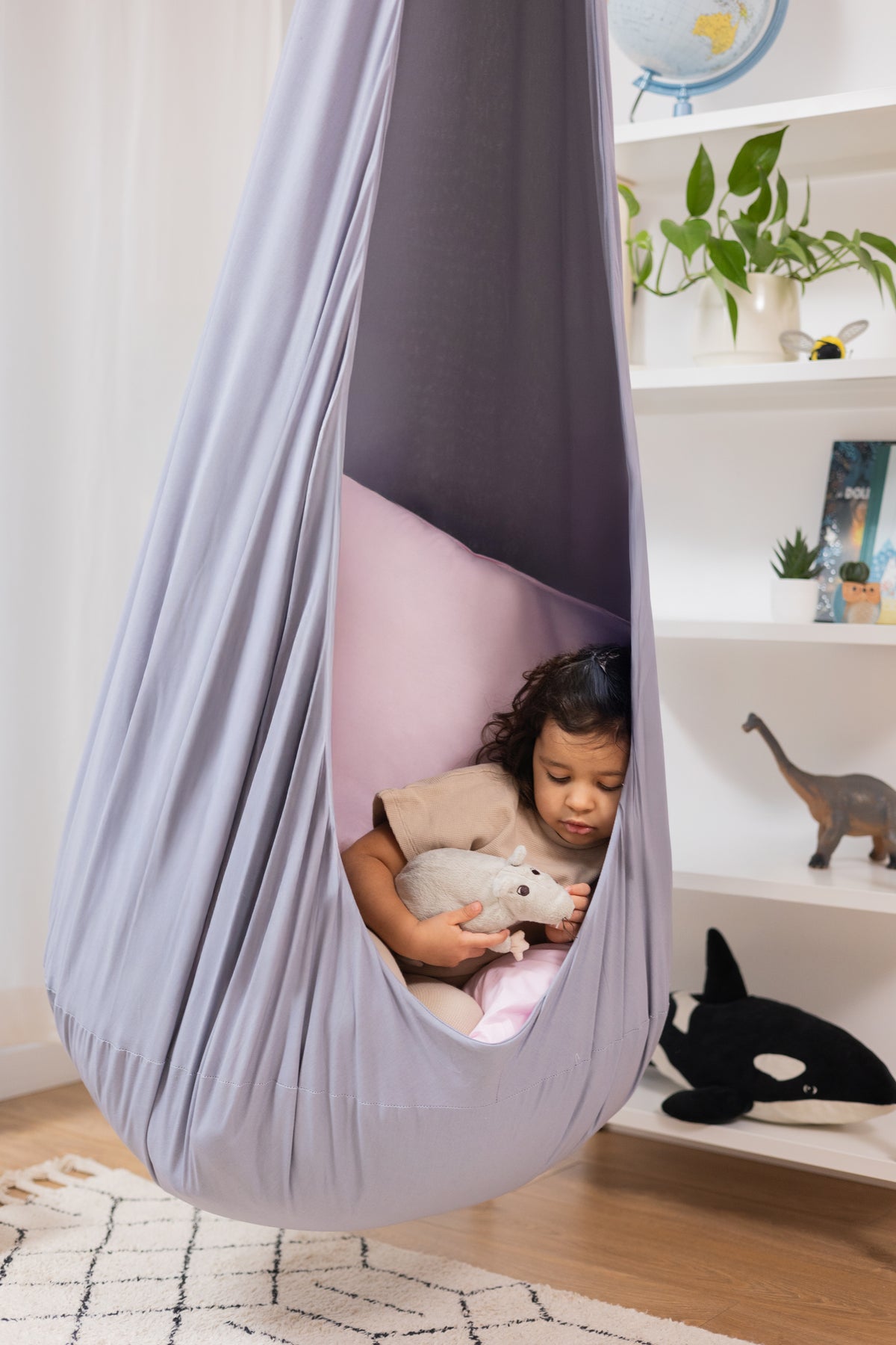 grey cocoon swing | kids cocoon swing | hanging cocoon swings | indoor swing | kids hanging chair swing | grey cocoon swing for kids |