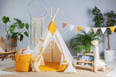 Cream & Mustard Teepee Tent | Teepee Mustard | Kids Teepee | Teepee Tent for Kids | Teepee Tent for Babies & Toddlers | Mustard Tent | Kids Teepee Tent | Teepee Tent for Boys & Girls |