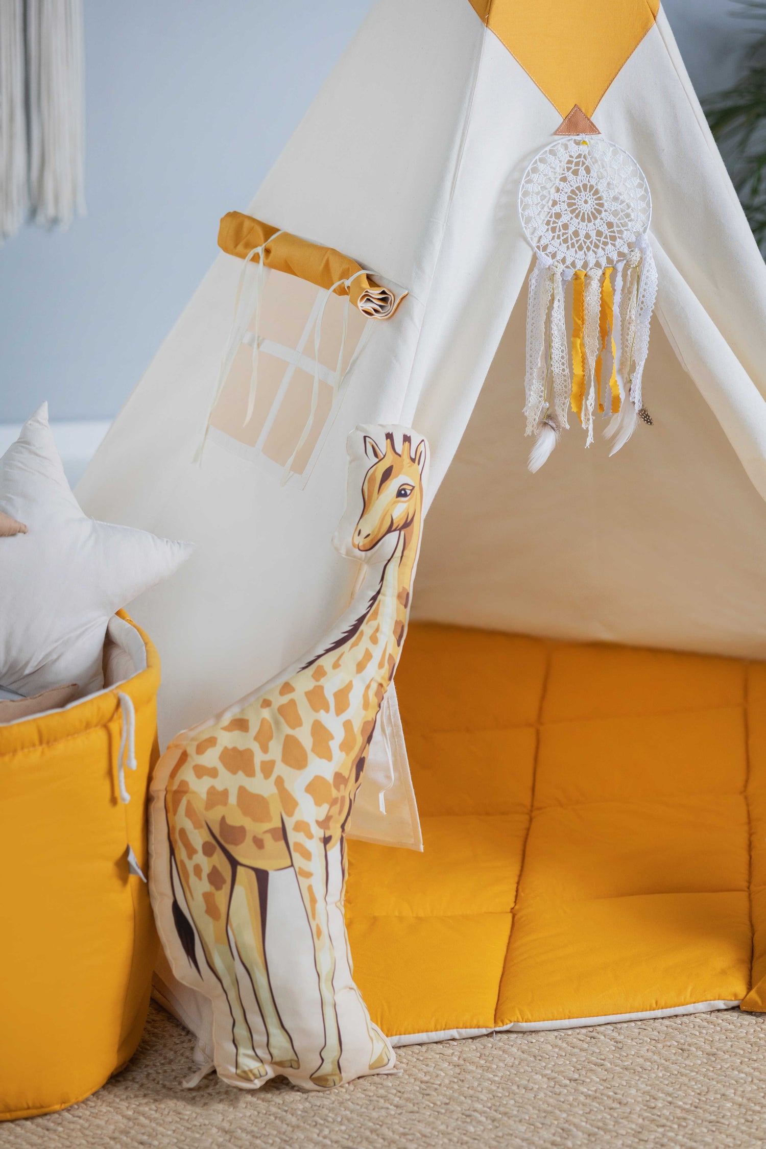 Cream &amp; Mustard Teepee Tent | Teepee Mustard | Kids Teepee | Teepee Tent for Kids | Teepee Tent for Babies &amp; Toddlers | Mustard Tent | Kids Teepee Tent | Teepee Tent for Boys &amp; Girls |