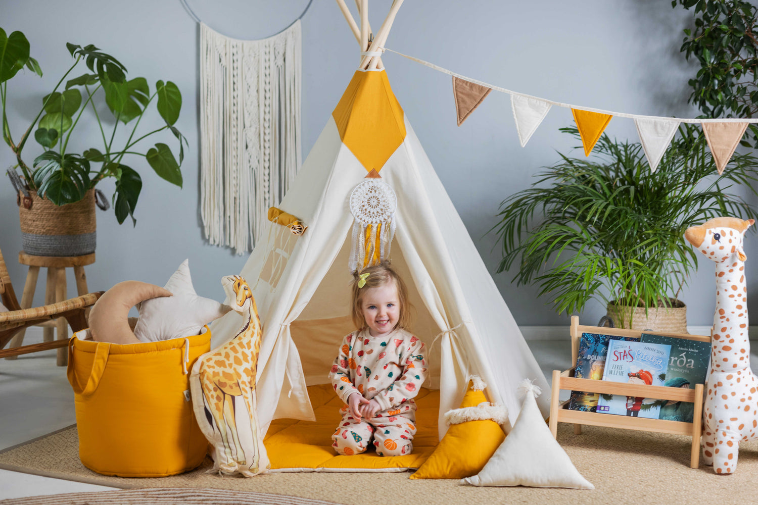 Cream &amp; Mustard Teepee Tent | Teepee Mustard | Kids Teepee | Teepee Tent for Kids | Teepee Tent for Babies &amp; Toddlers | Mustard Tent | Kids Teepee Tent | Teepee Tent for Boys &amp; Girls |