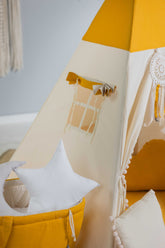 Cream & Mustard Teepee Tent | Teepee Mustard | Kids Teepee | Teepee Tent for Kids | Teepee Tent for Babies & Toddlers | Mustard Tent | Kids Teepee Tent | Teepee Tent for Boys & Girls |