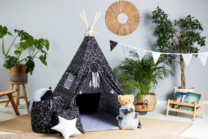 Kids Teepee Tent with Stars | Black Teepee Tent | 