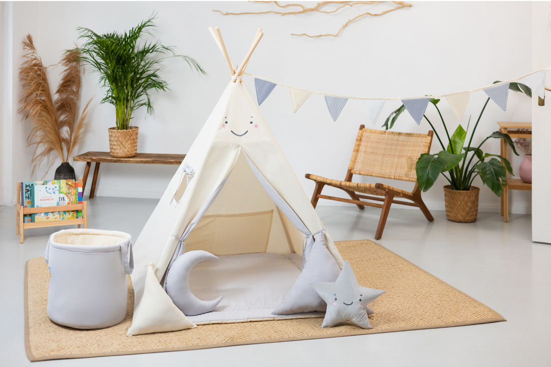 Cream and Grey Teepee Tent | Teepee Cream | Kids Teepee | Teepee Tent for Kids | Baby Teepee Tent | Cream Tent | Kids Teepee Tent | Teepee Tent for Boys | Teepee Tent for Girls | Teepee |
