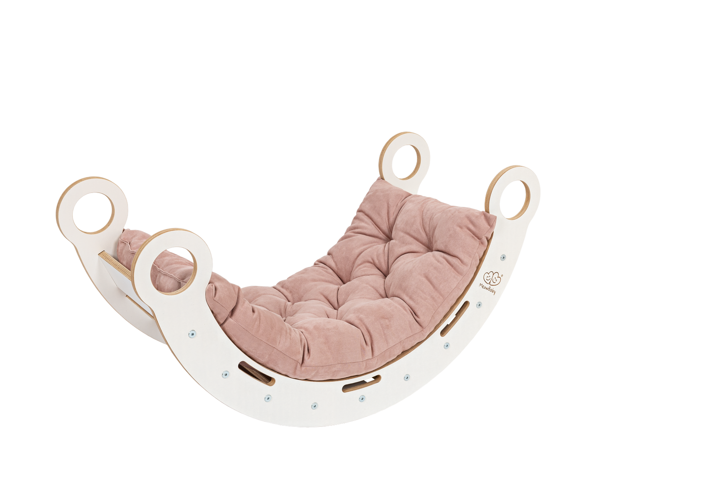 MeowBaby rocker | rocker for baby with slide and ladder | rocker for toddler | rocker with cushion | Montessori Climbing Arch Swing | Balancing Wooden Arch Swing with Pillow | Wooden Climbing Montessori Arch Rocker Swing for Toddler and Kids |