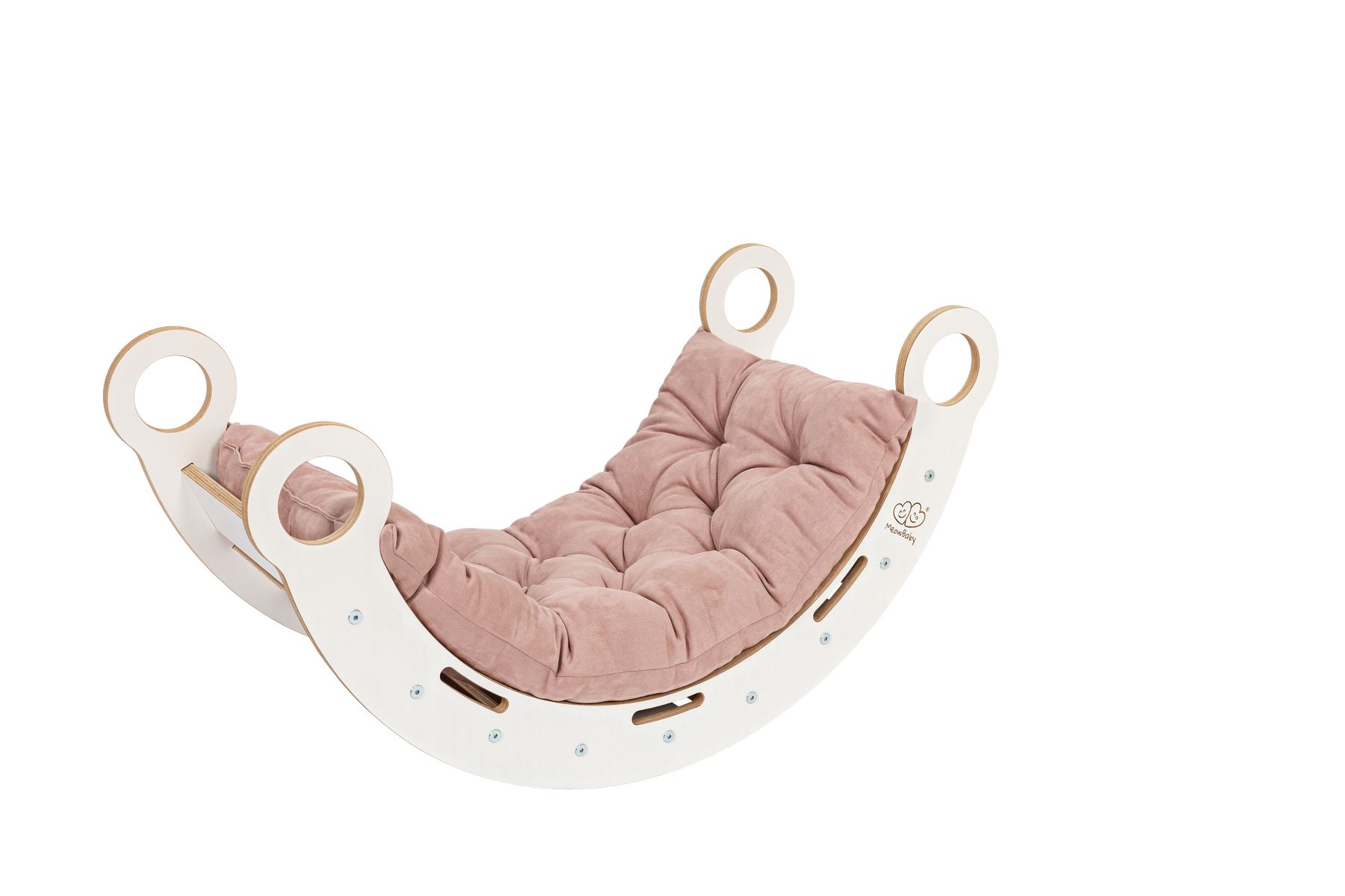 MeowBaby rocker | rocker for baby with slide and ladder | rocker for toddler | rocker with cushion | Montessori Climbing Arch Swing | Balancing Wooden Arch Swing with Pillow | Wooden Climbing Montessori Arch Rocker Swing for Toddler and Kids |