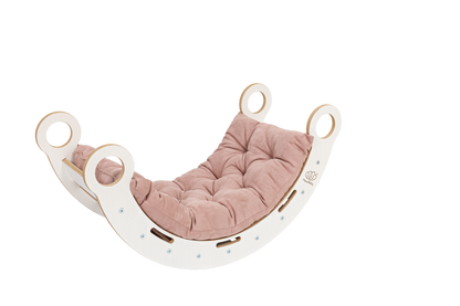 MeowBaby rocker | rocker for baby with slide and ladder | rocker for toddler | rocker with cushion | Montessori Climbing Arch Swing | Balancing Wooden Arch Swing with Pillow | Wooden Climbing Montessori Arch Rocker Swing for Toddler and Kids |