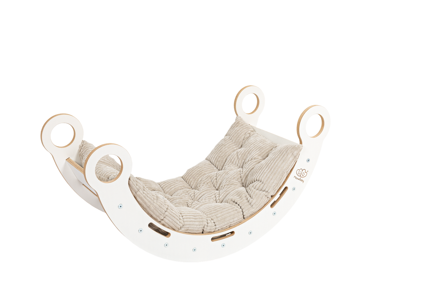 MeowBaby rocker | rocker for baby with slide and ladder | rocker for toddler | rocker with cushion | Montessori Climbing Arch Swing | Balancing Wooden Arch Swing with Pillow | Wooden Climbing Montessori Arch Rocker Swing for Toddler and Kids |