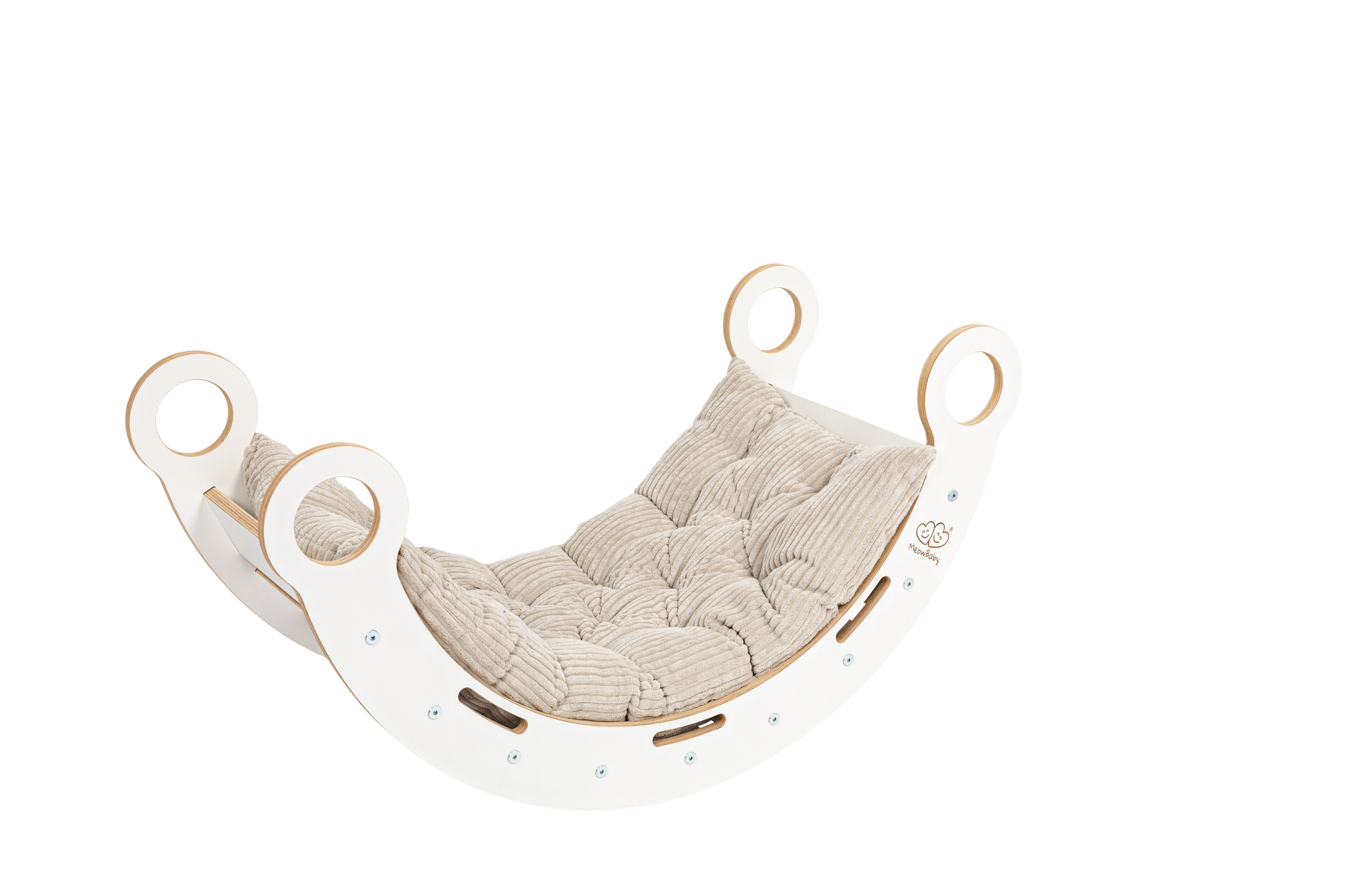 MeowBaby rocker | rocker for baby with slide and ladder | rocker for toddler | rocker with cushion | Montessori Climbing Arch Swing | Balancing Wooden Arch Swing with Pillow | Wooden Climbing Montessori Arch Rocker Swing for Toddler and Kids |