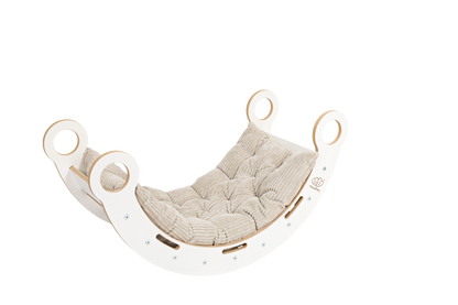 MeowBaby rocker | rocker for baby with slide and ladder | rocker for toddler | rocker with cushion | Montessori Climbing Arch Swing | Balancing Wooden Arch Swing with Pillow | Wooden Climbing Montessori Arch Rocker Swing for Toddler and Kids |