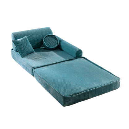 MeowBaby® Soft Play Sofa - Turquoise CORDUROY Premium