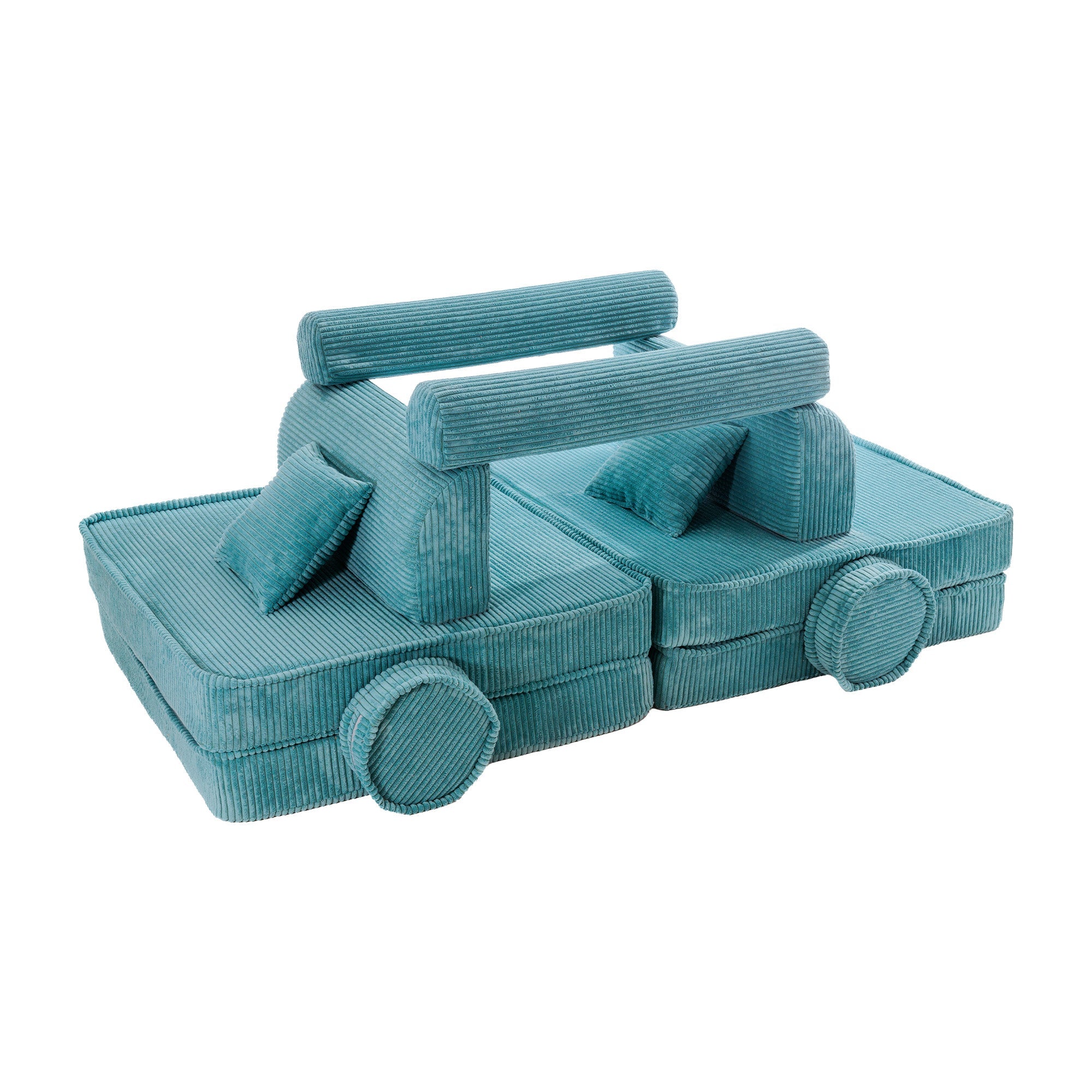 MeowBaby® Soft Play Sofa - Turquoise CORDUROY Premium