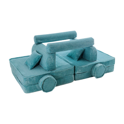 MeowBaby® Soft Play Sofa - Turquoise CORDUROY Premium