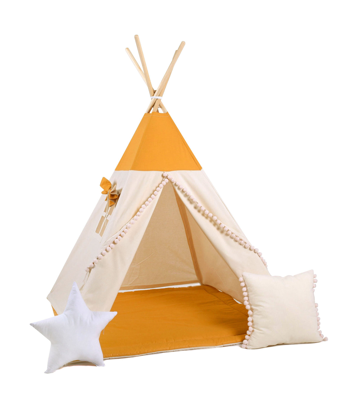 Cream &amp; Mustard Teepee Tent | Teepee Mustard | Kids Teepee | Teepee Tent for Kids | Teepee Tent for Babies &amp; Toddlers | Mustard Tent | Kids Teepee Tent | Teepee Tent for Boys &amp; Girls |