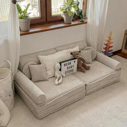 MeowBaby® Kids Play Sofa PREMIUM | Modular Play Couch | Corduroy