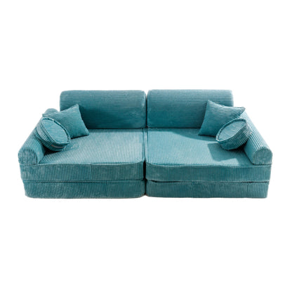 MeowBaby® Soft Play Sofa - Turquoise CORDUROY Premium