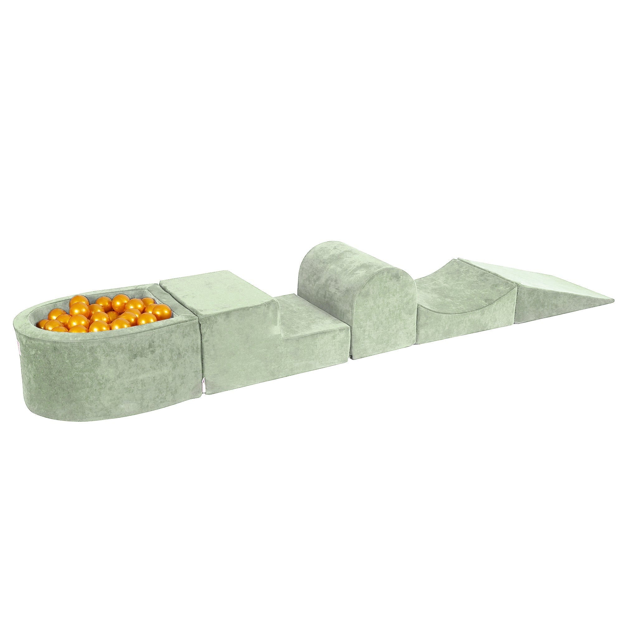 MeowBaby® Velvet Kids Foam Climbing Blocks Sage Green | Baby Soft Play Set