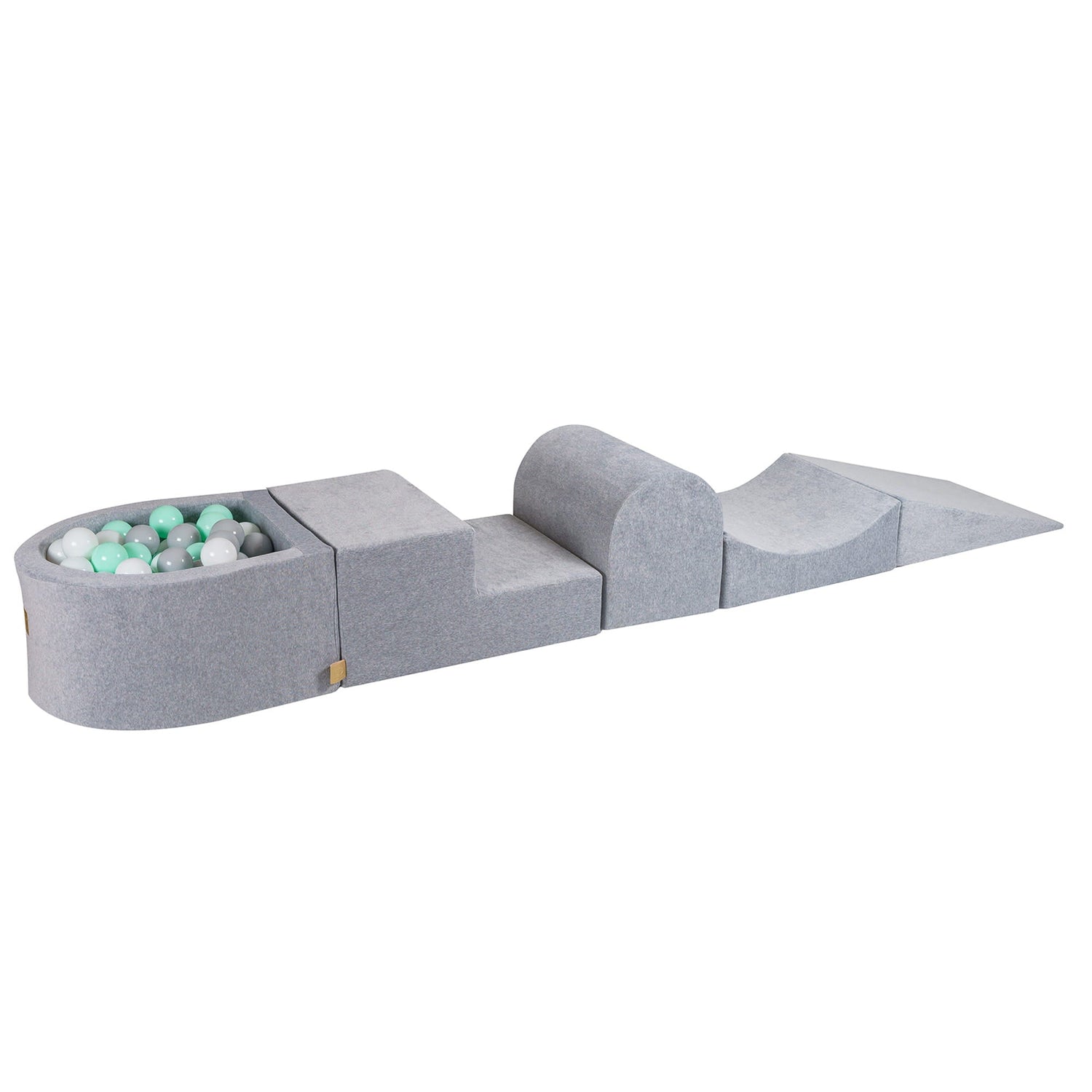 MeowBaby® VELVET Light Grey Soft Play Set with Mini Ball Pit 100