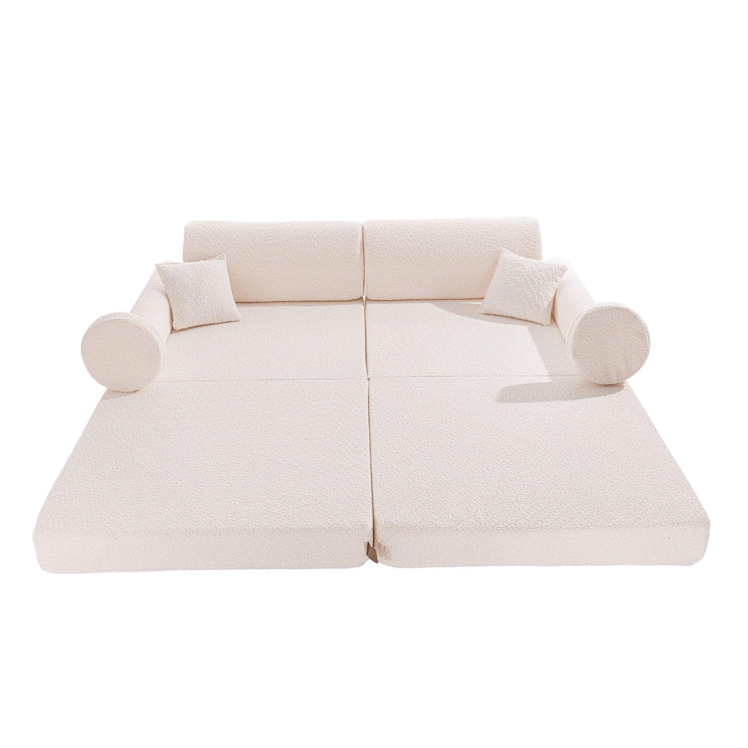 MeowBaby® Soft Play Sofa - White BOUCLE Premium