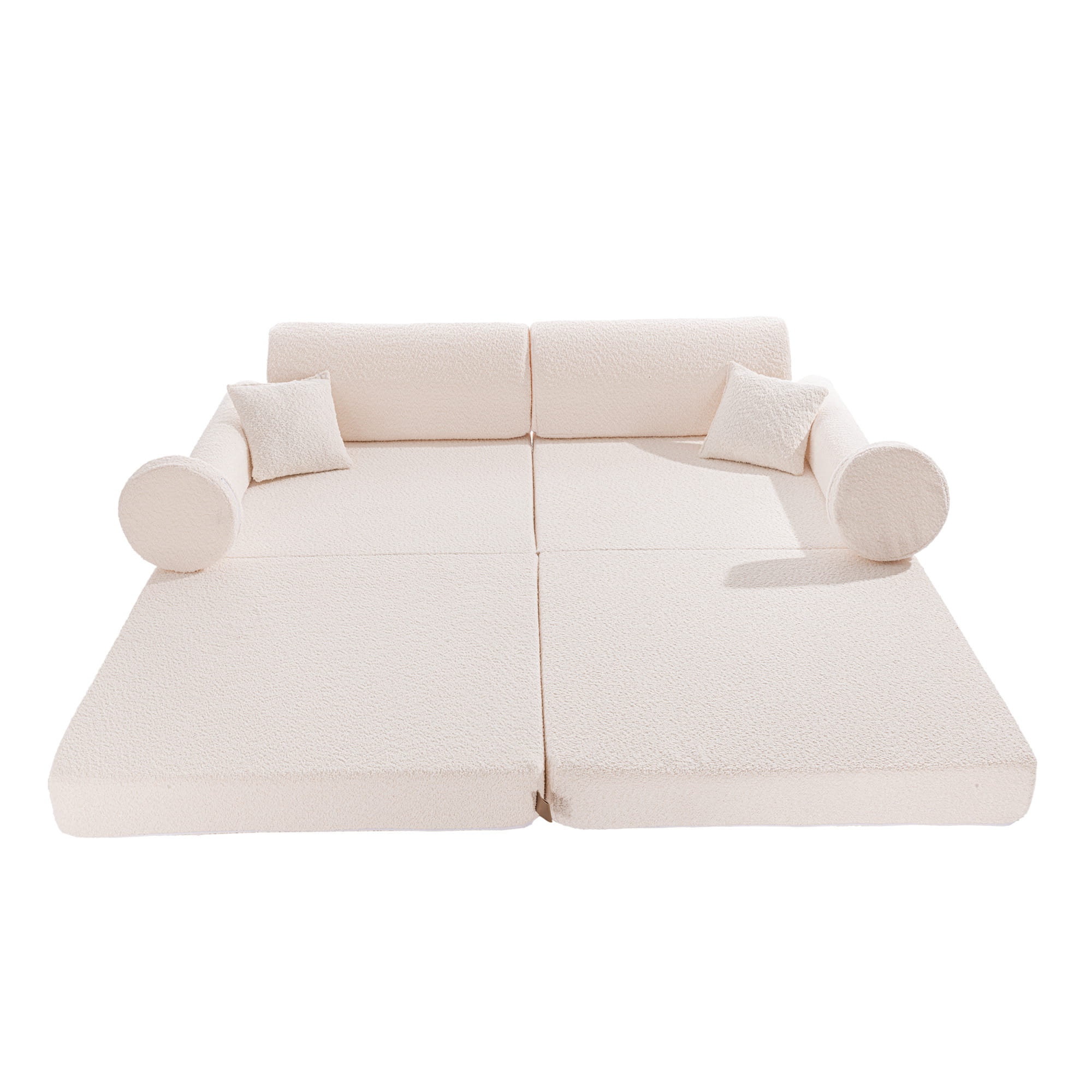 MeowBaby® Soft Play Sofa - White BOUCLE Premium