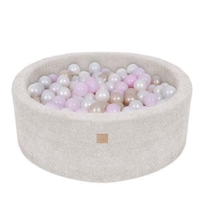 MeowBaby Boucle Baby Ball Pit Ecru/Cream | Ball Pit Boucle | Boucle Ball Pit Balls | Boucle Ball Pit for Kids | Baby Ball Pit |