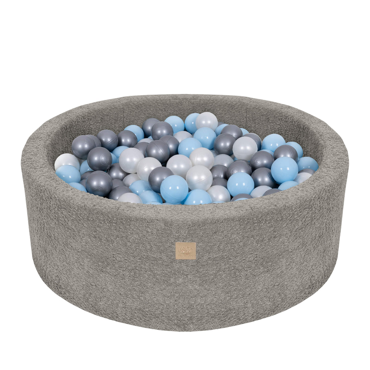 Meowbaby Boucle Baby Ball Pit Tan Beige 200 balls: White Pearl, Babyblue, Silver