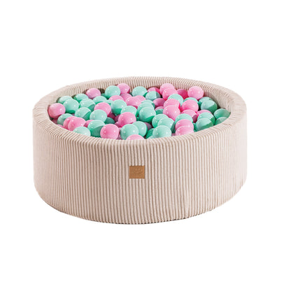 ecru/cream corduroy ball pit | MeowBaby ecru corduroy ball pit with balls | corduroy ball pit with balls |