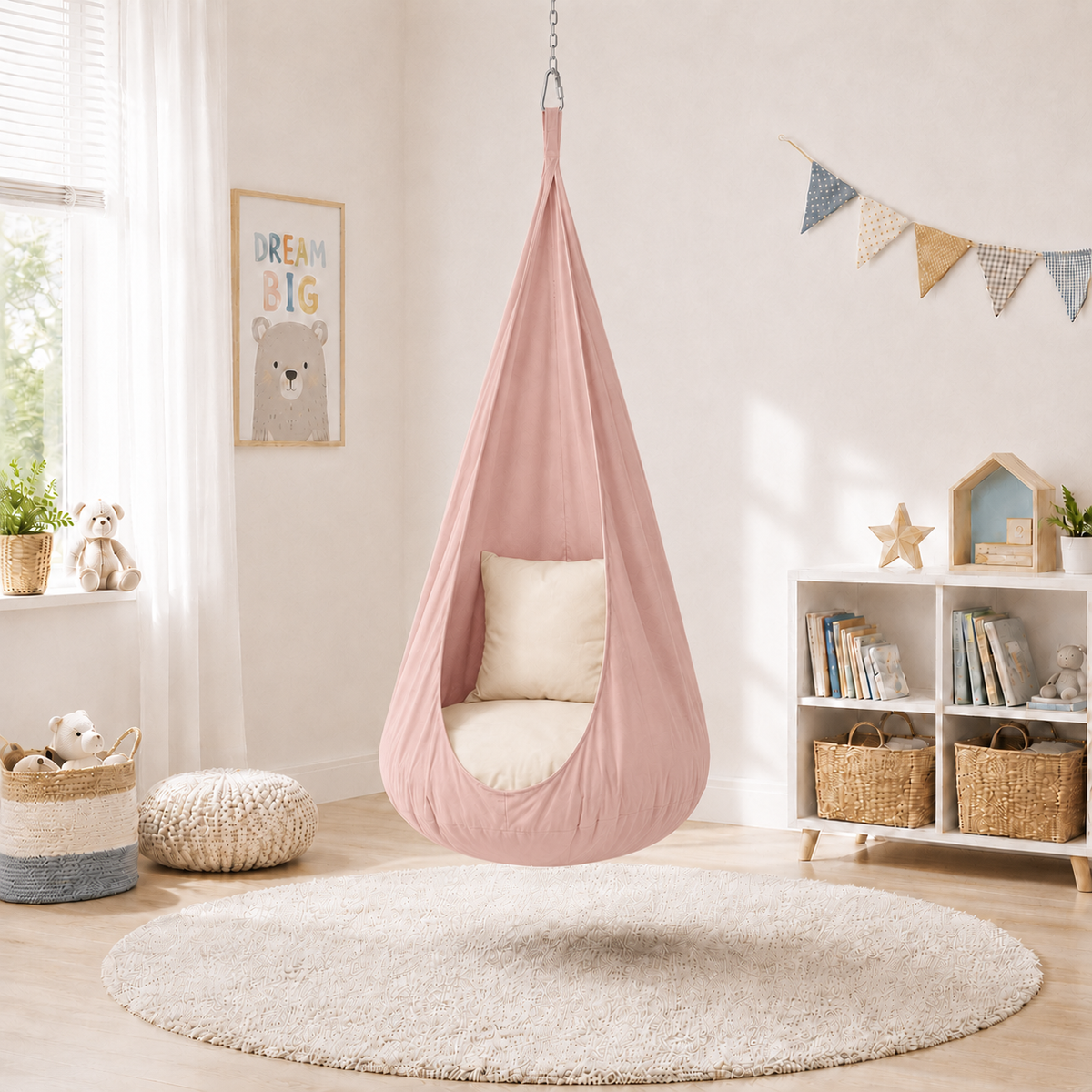 pink cocoon swing | pink cocoon swing for kids | cocoon swing for kids | kids cocoon swing | cocoon swing chair | cocoon swing for girls |