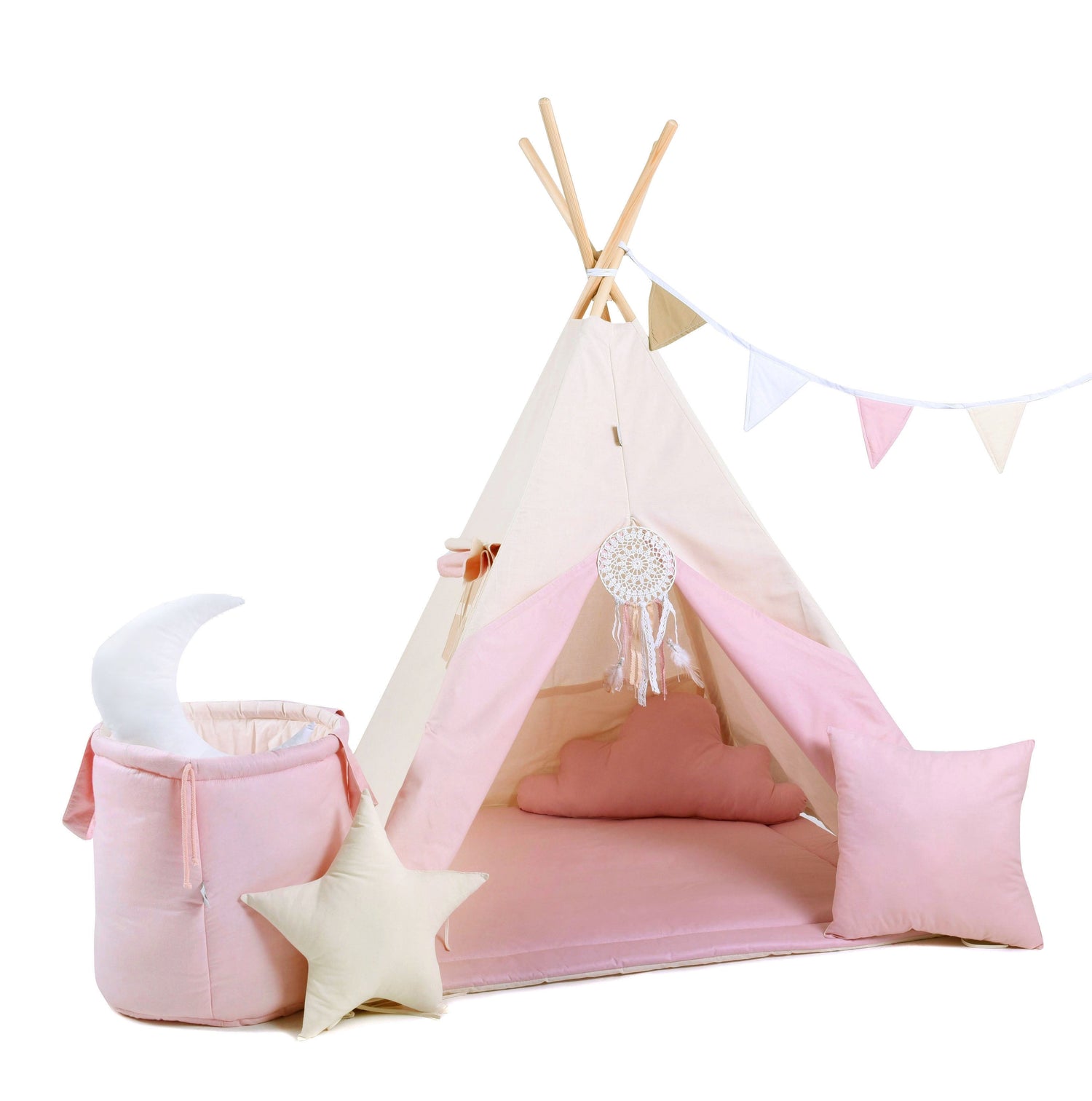 Kids Teepee Tent Cream Pink Pink Teepee Kids Teepee – Kids