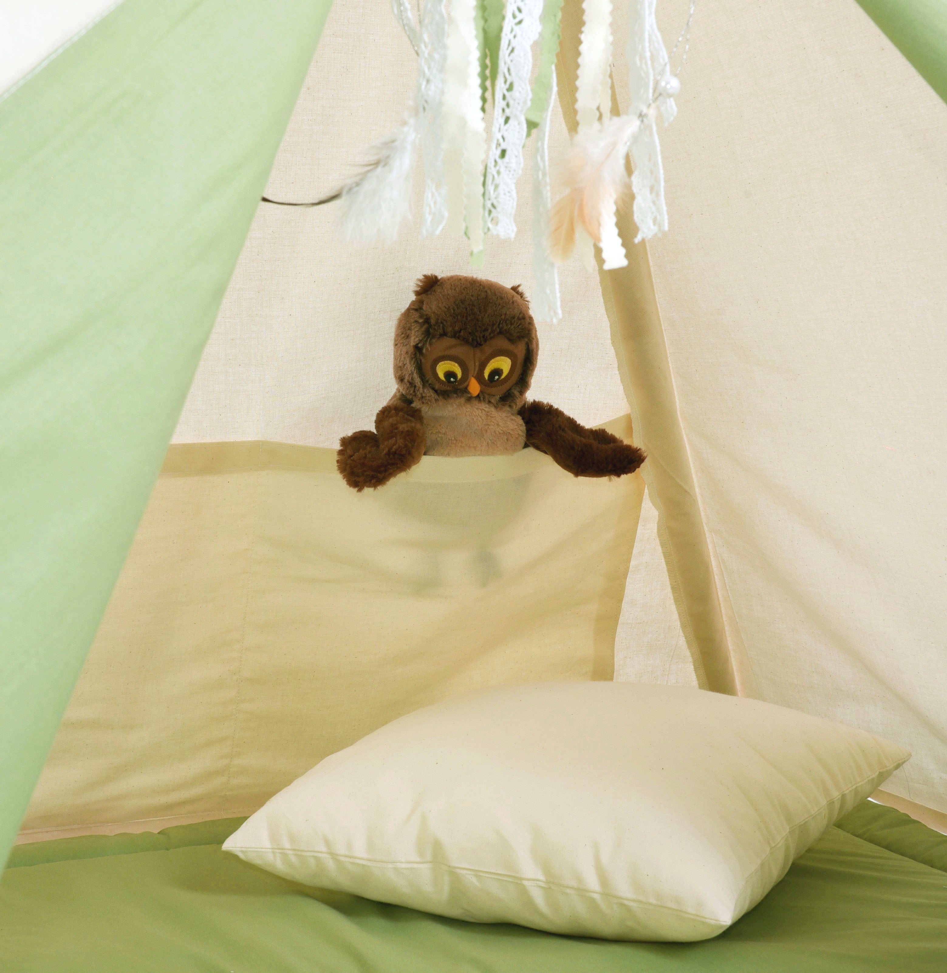 Kids Teepee - Cream &amp; Green