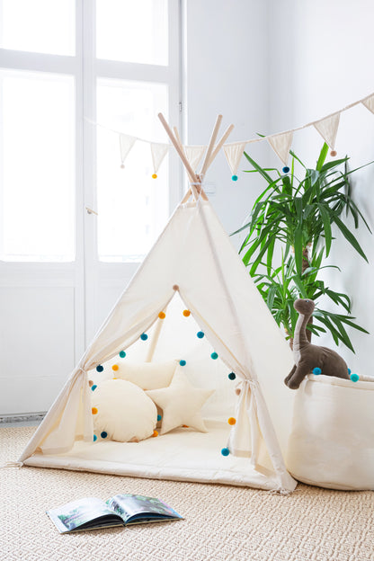 Teepee Tent with Pom-Poms | Teepee | Kids Teepee | Teepee Tent for Kids | Kids Teepee Tent | Teepee Tent for Babies &amp; Toddlers | Kids Tent | Teepee Tent for Boys &amp; Girls |