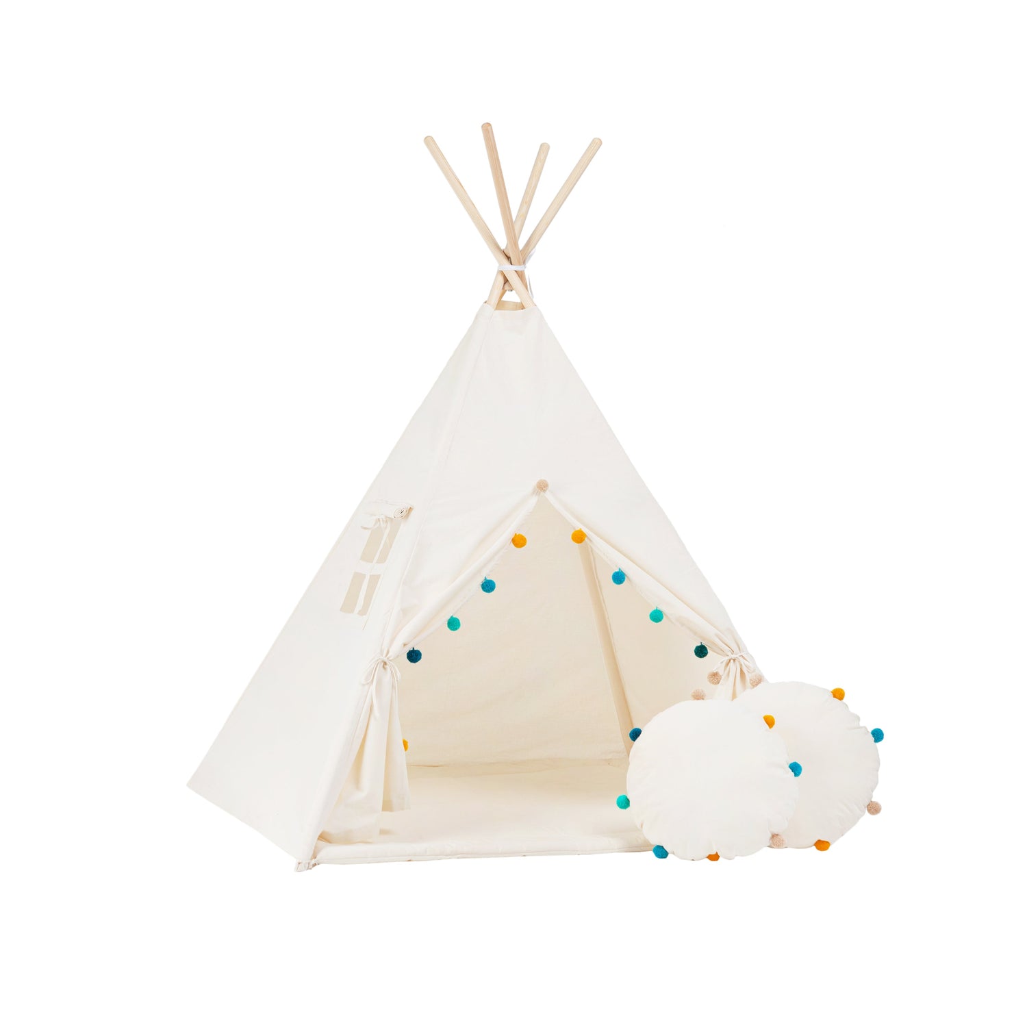 Teepee Tent with Pom-Poms | Teepee | Kids Teepee | Teepee Tent for Kids | Kids Teepee Tent | Teepee Tent for Babies &amp; Toddlers | Kids Tent | Teepee Tent for Boys &amp; Girls |