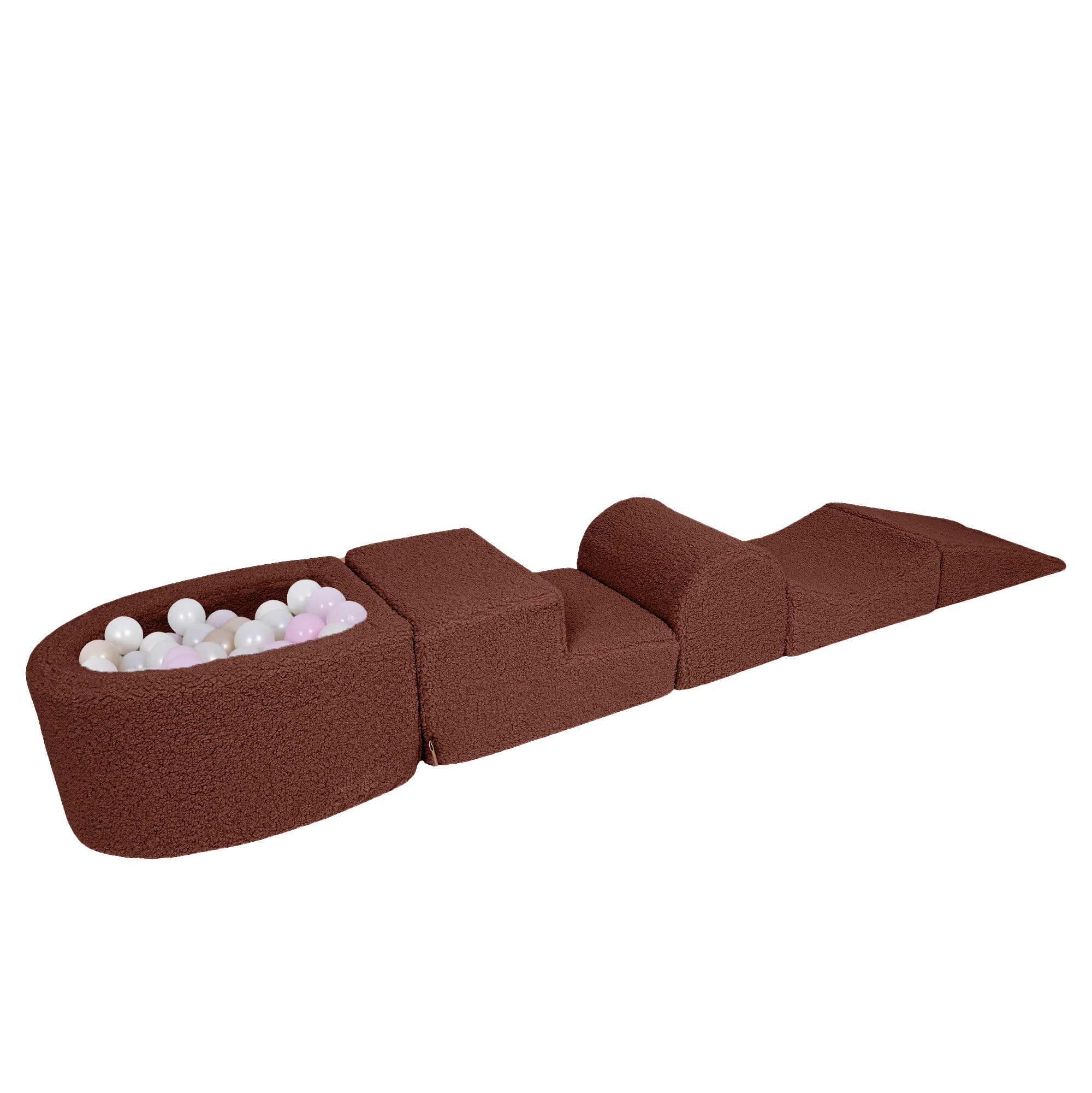 Meowbaby Brown Bearly Foam Playground | meowbaby soft play set with mini ball pit | soft play climbing blocks | brown soft play for babies |