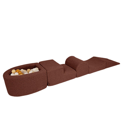 Meowbaby Bearly Foam Playground Dark Brown 5 Elements 100 balls: White, Gold, Beige, Transparent