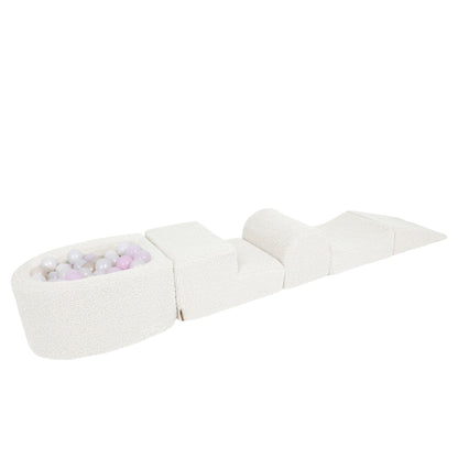 Meowbaby White Bearly Foam Playground | meowbaby soft play set with mini ball pit | soft play climbing blocks |