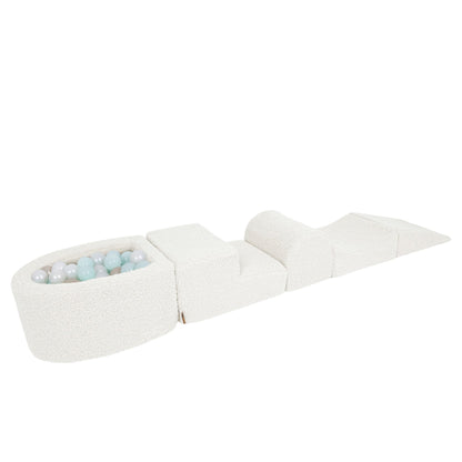 Meowbaby White Bearly Foam Playground | meowbaby soft play set with mini ball pit | soft play climbing blocks |