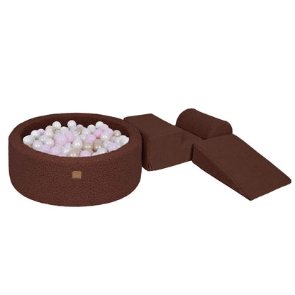Meowbaby Bearly Foam Playground Dark Brown 4 Elements 200 balls: White Pearl, Light Pink Pearl, Light Gold Pearl