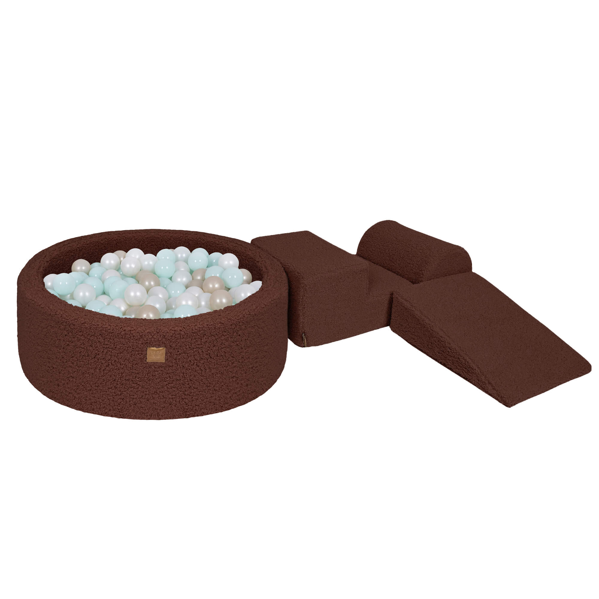 Meowbaby Bearly Foam Playground Dark Brown 4 Elements 200 balls: Mint Pearl, White Pearl, Light Gold Pearl