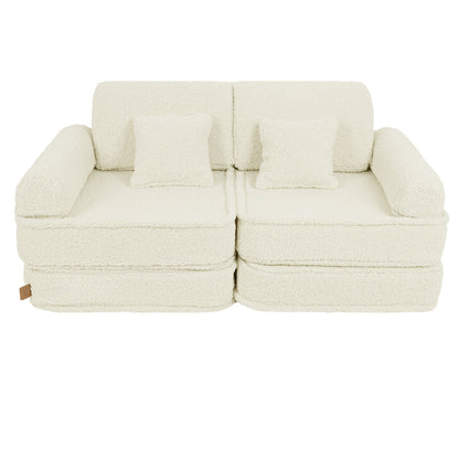 MeowBaby® Cream BEARLY Sofa | Cream Bearly Play Sofa Pocket Plus