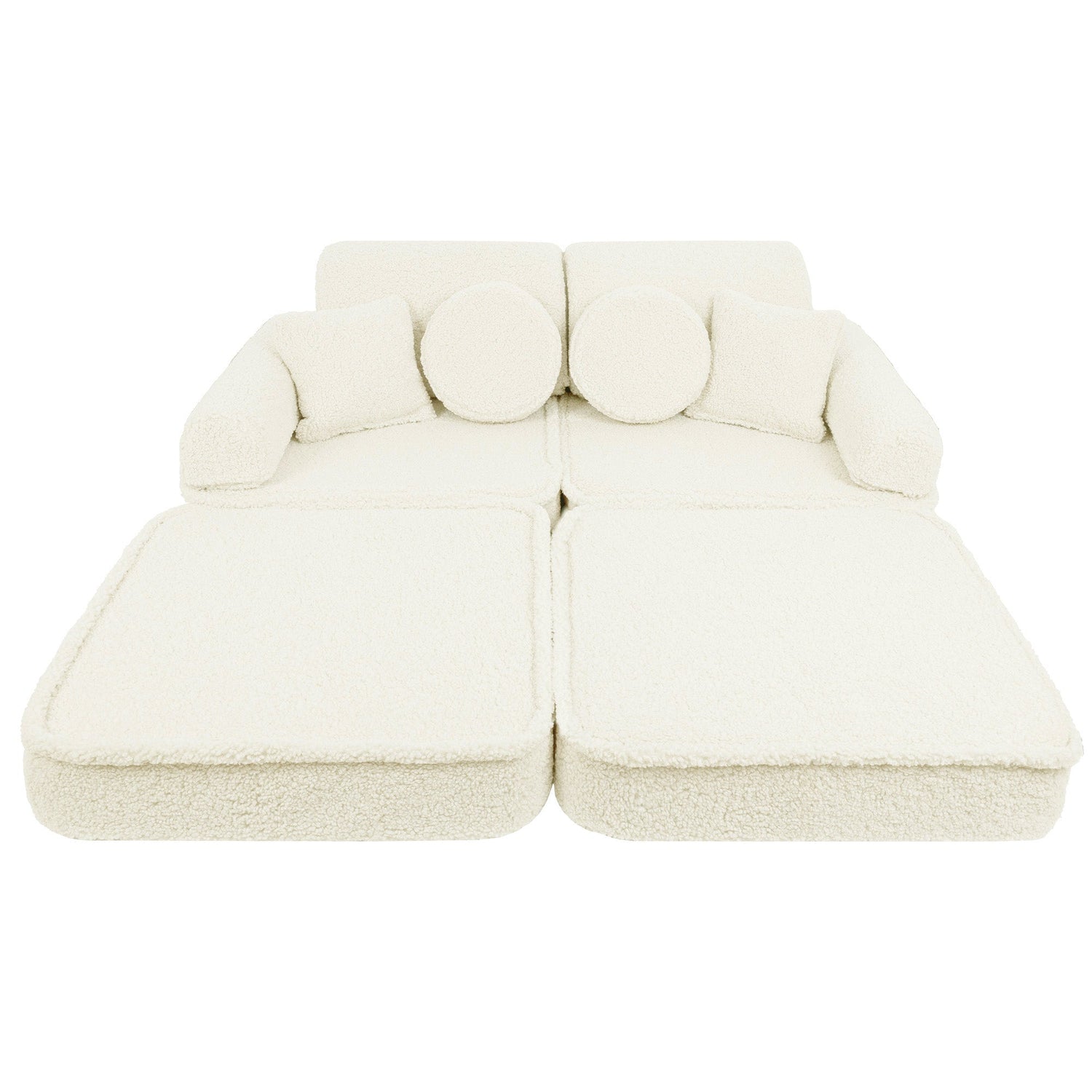 MeowBaby® Cream BEARLY Sofa | Cream Bearly Play Sofa Pocket Plus