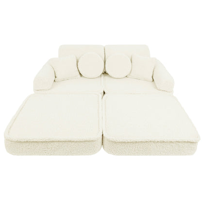 MeowBaby® Cream BEARLY Sofa | Cream Bearly Play Sofa Pocket Plus